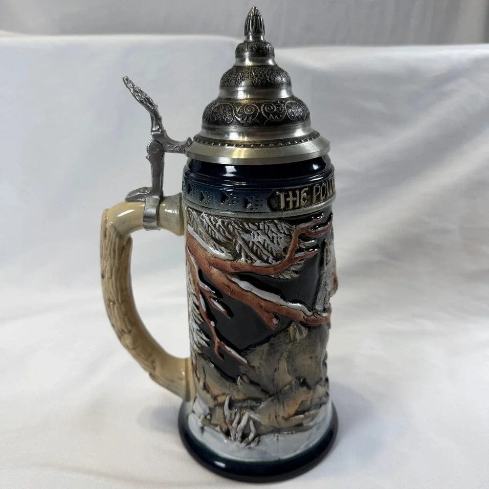 Disney Jody Bergsma Wolf Beer Stein Limited Edition Blue Pewter Lid Germany OS
